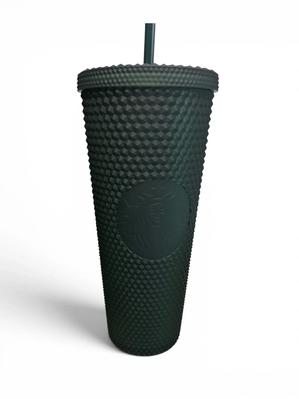 Starbucks Dark Green Studded Cold Cup Tumbler 24 oz NWOT with Straw